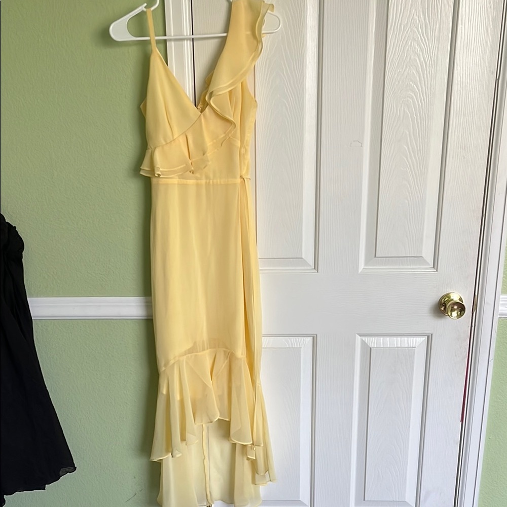 Trending Yellow Asymmetrical Tiered Sundress
